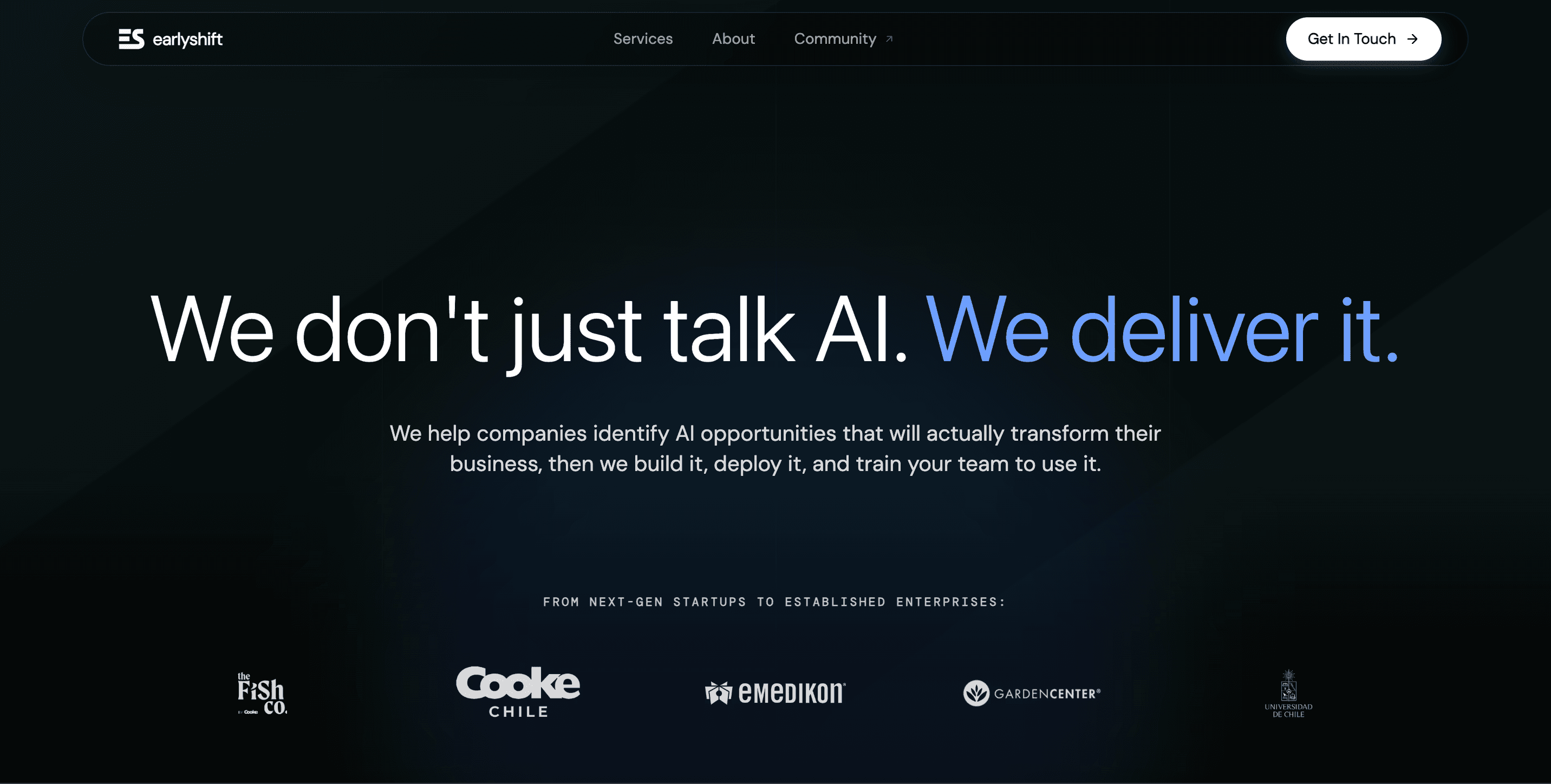 Vista previa de la página principal de EarlyShift AI