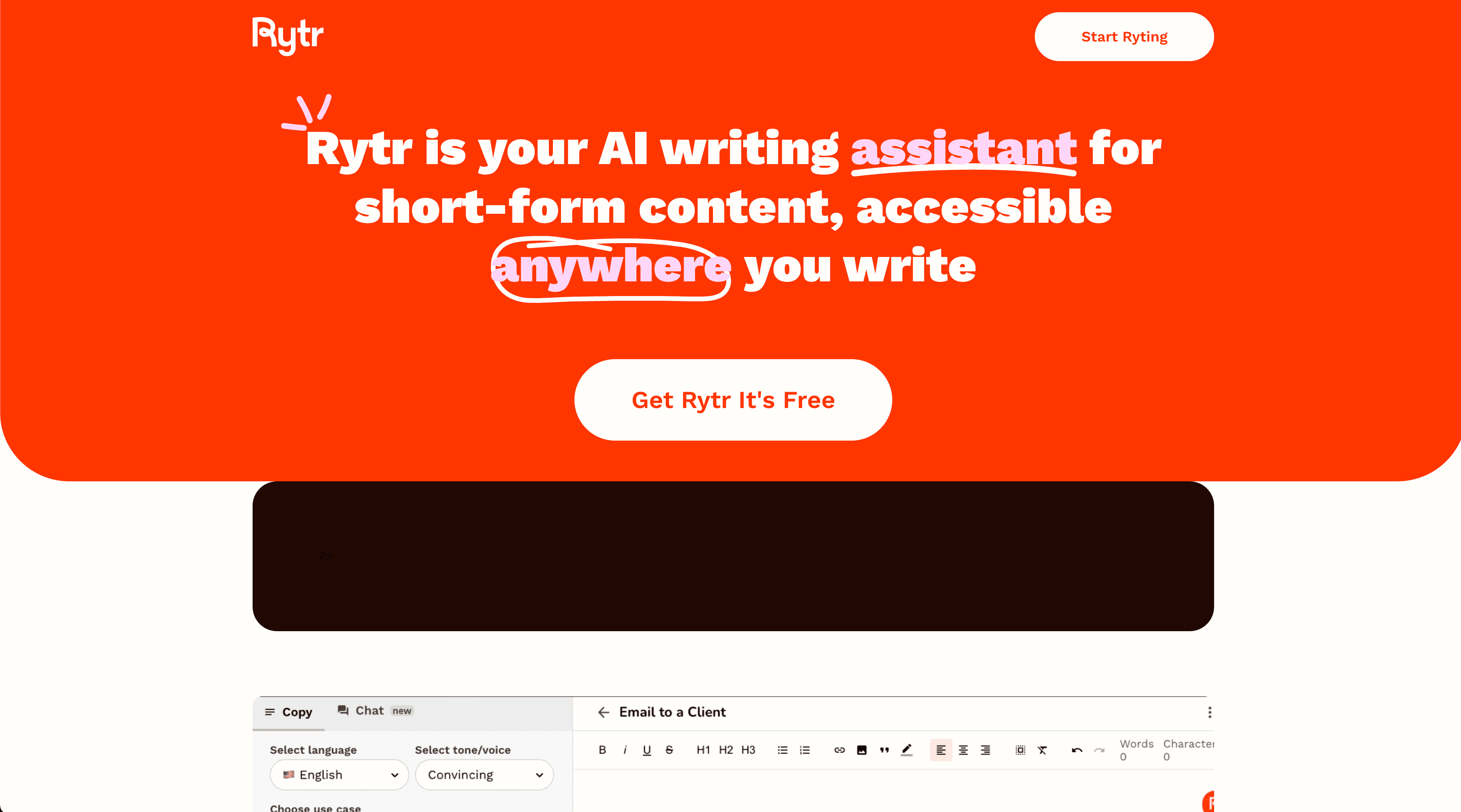 Rytr — captura de pantalla