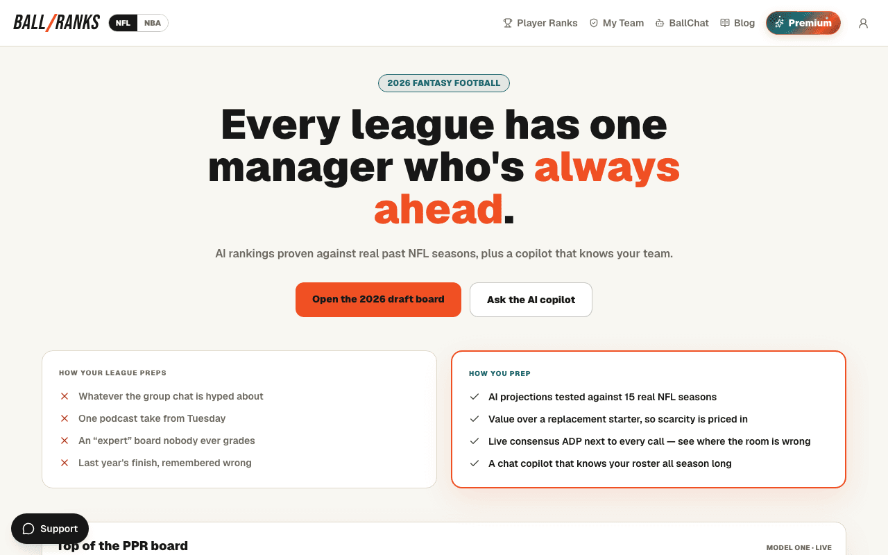 Ball Ranks Fantasy Sports — captura de pantalla