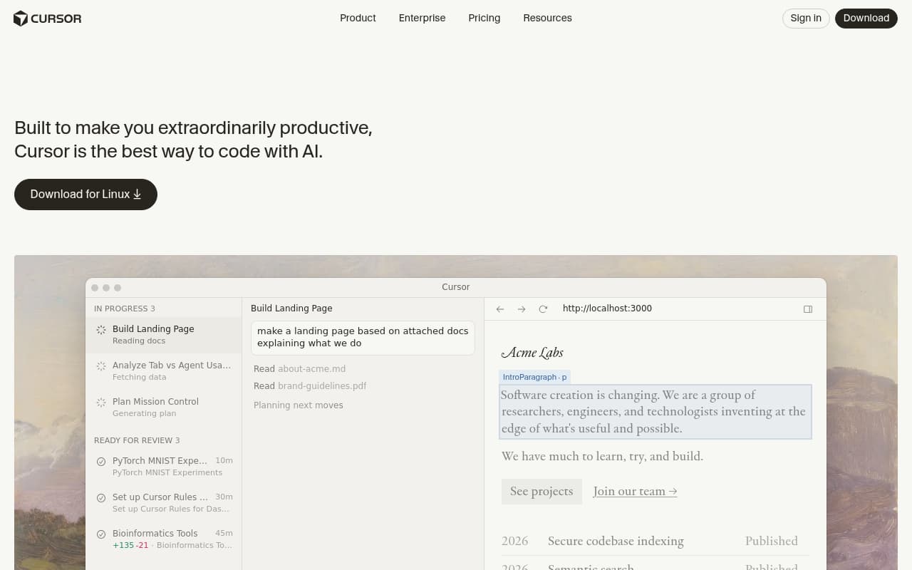 Cursor — captura de pantalla