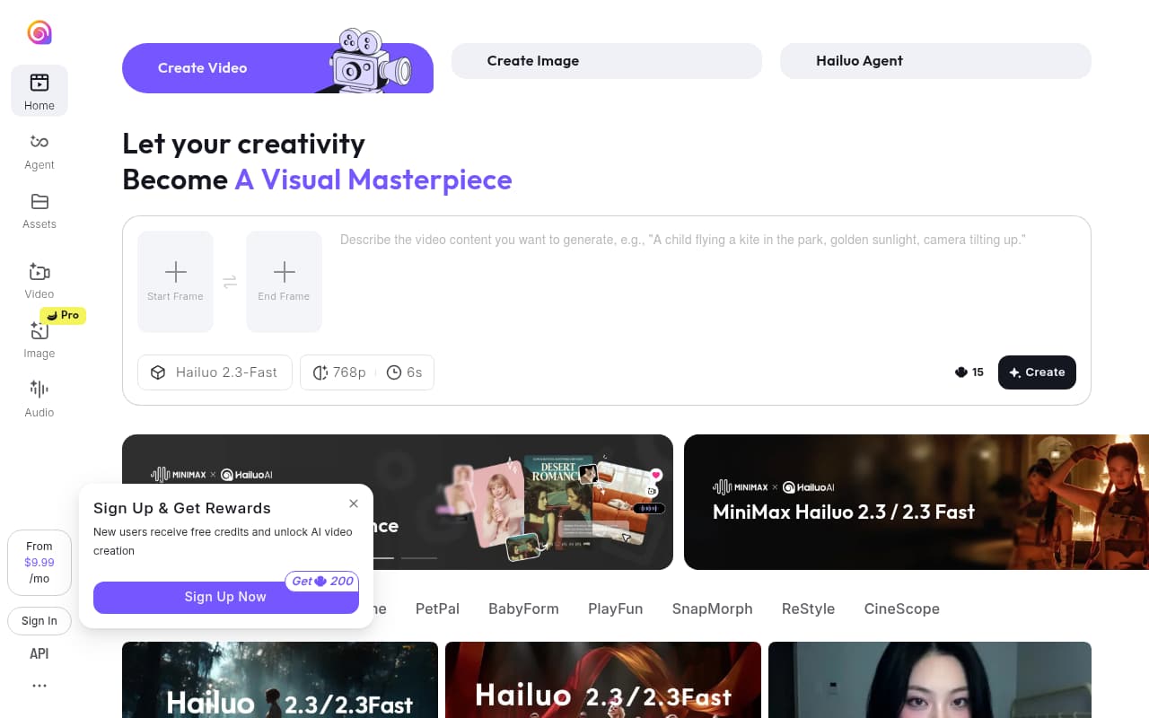 Hailuo AI — captura de pantalla