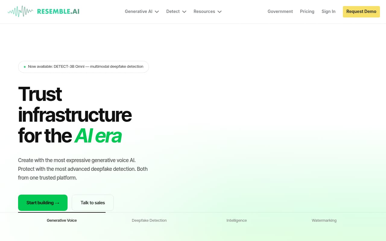 Resemble AI — captura de pantalla