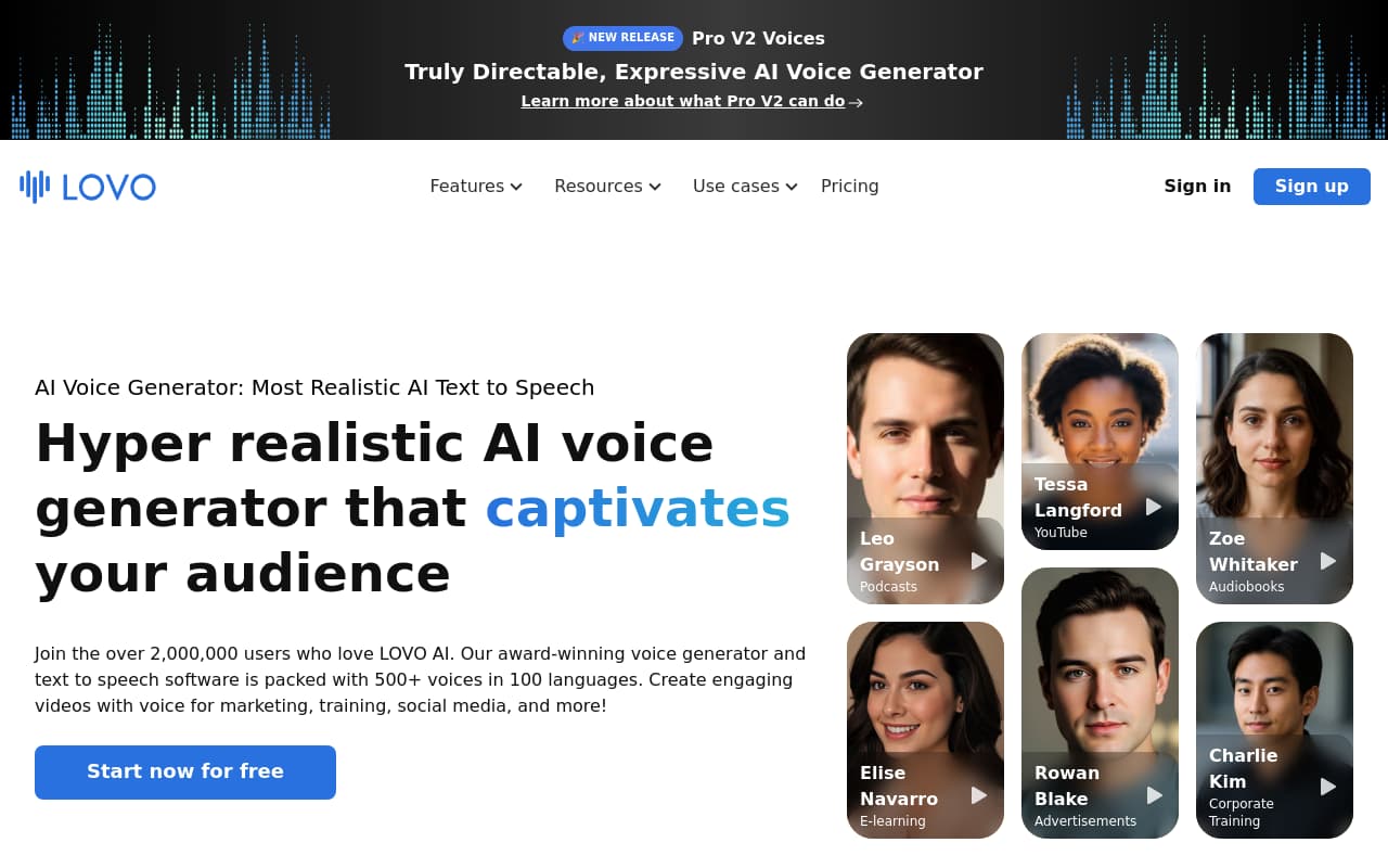 LOVO.ai — captura de pantalla