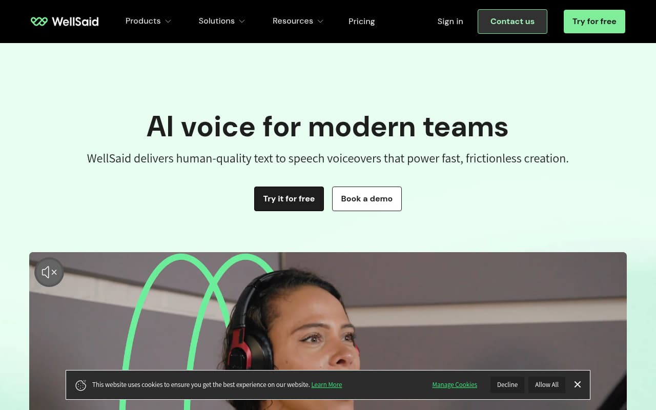 WellSaid Labs — captura de pantalla