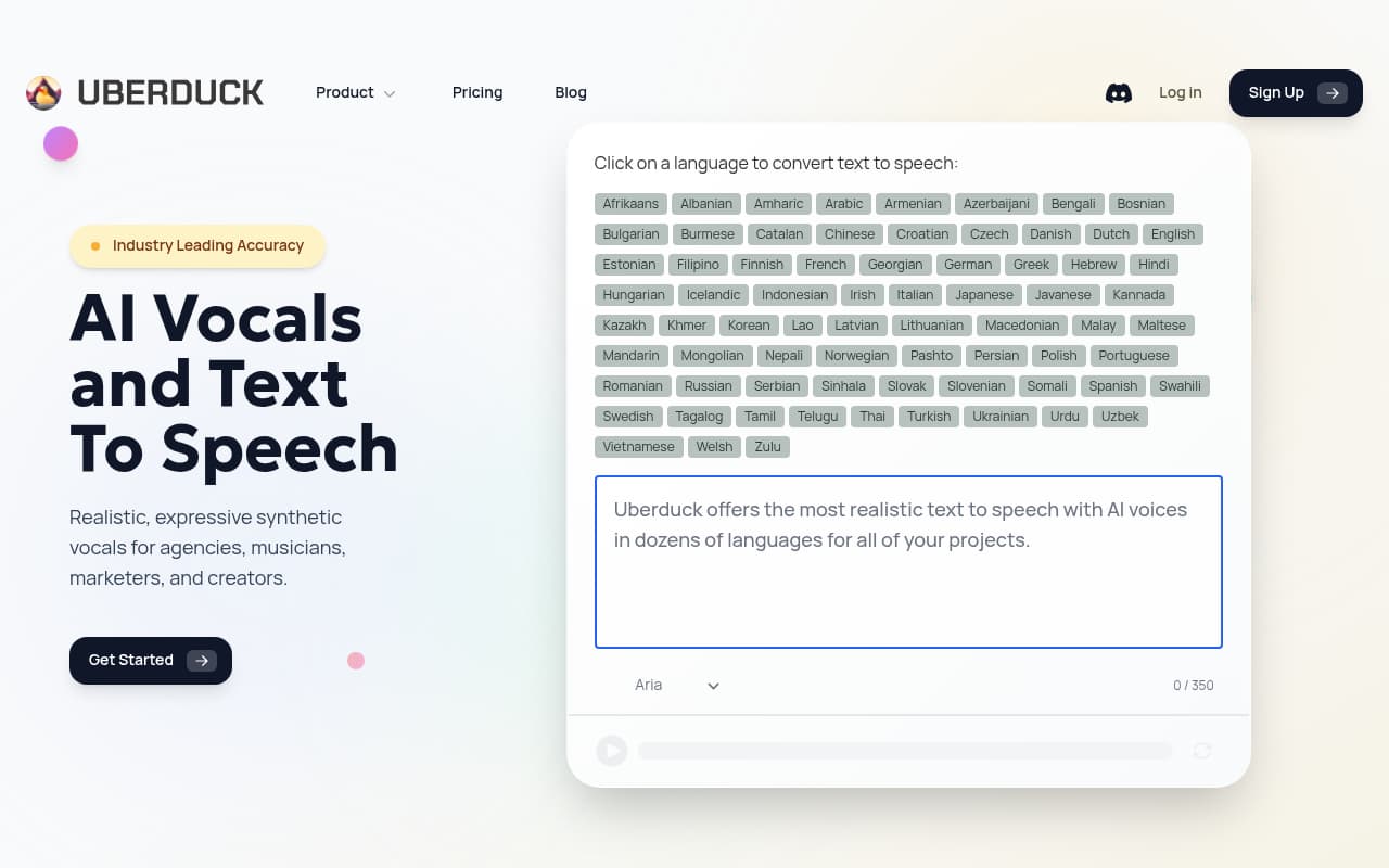 Uberduck.ai — captura de pantalla