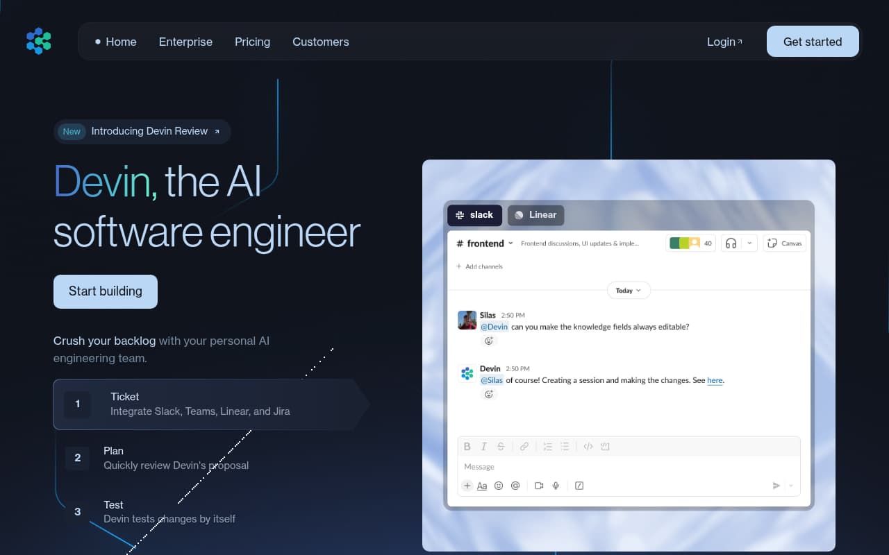 Devin AI — captura de pantalla